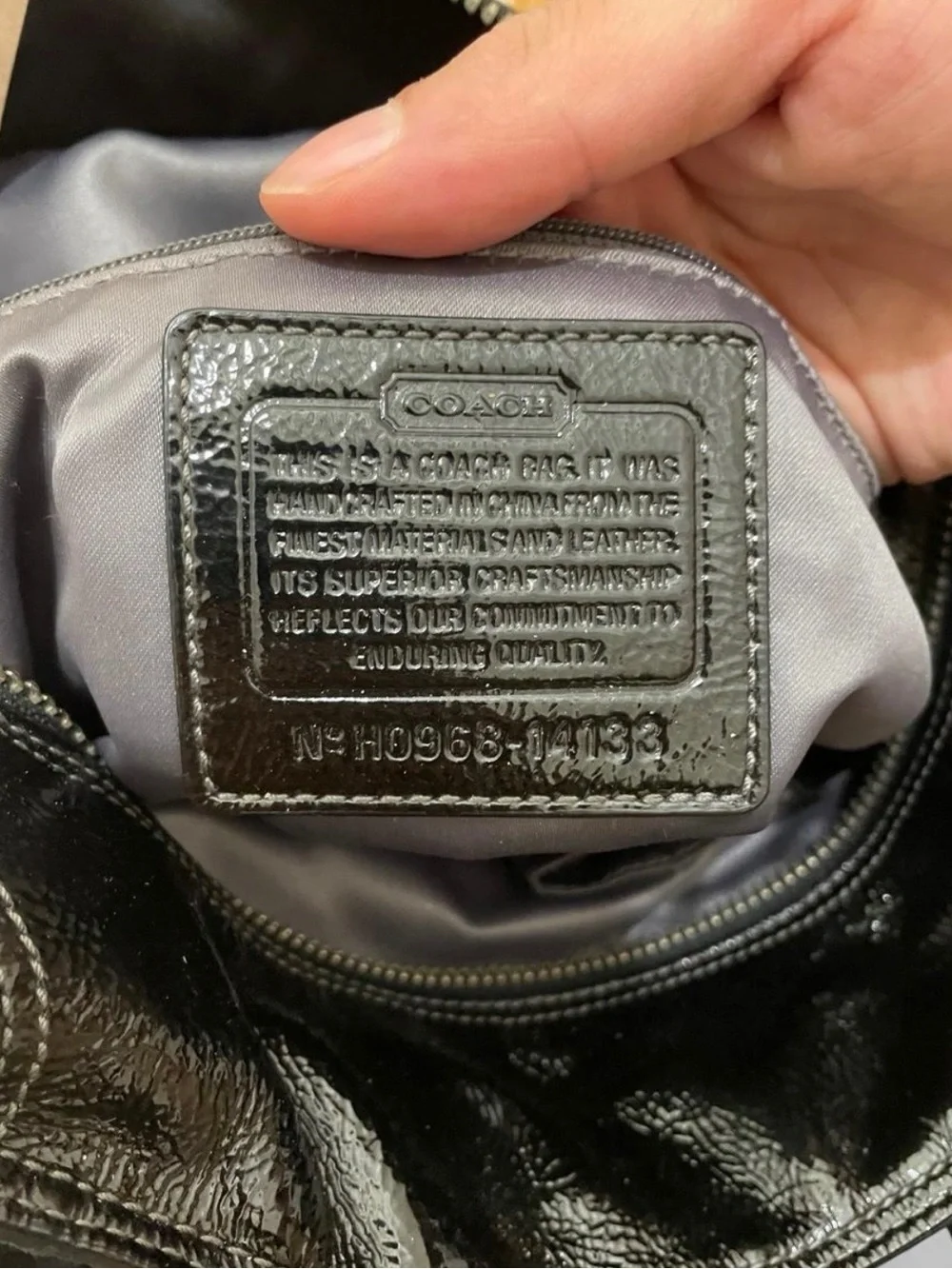 Coach Black and Dark Gray Signature Shoulder Tote with Chain Straps